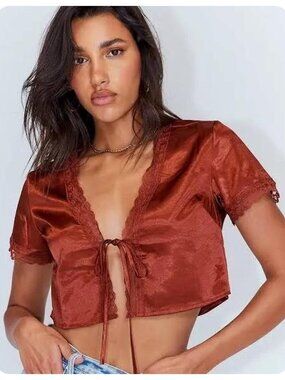 NWT Princess Polly Rust Vintage Tie-Up Top sz US 12